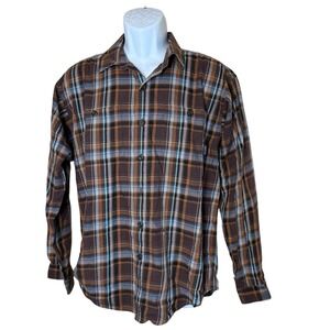 Patagonia Mens Organic Cotton Long Sleeve Button Front Brown Plaid Small Outdoor